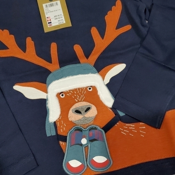 Joules Reindeer Moose Top Christmas Holiday Top Size 5 NWT - Picture 9 of 9